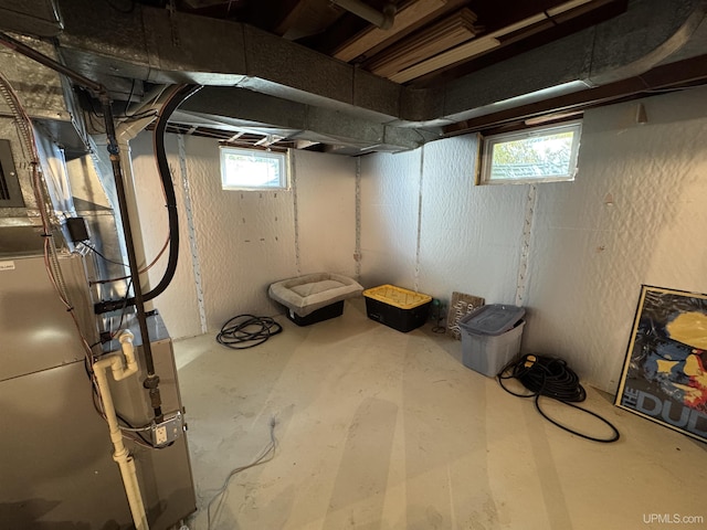 basement with heating unit