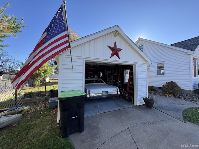 view of garage