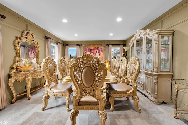 interior space with crown molding