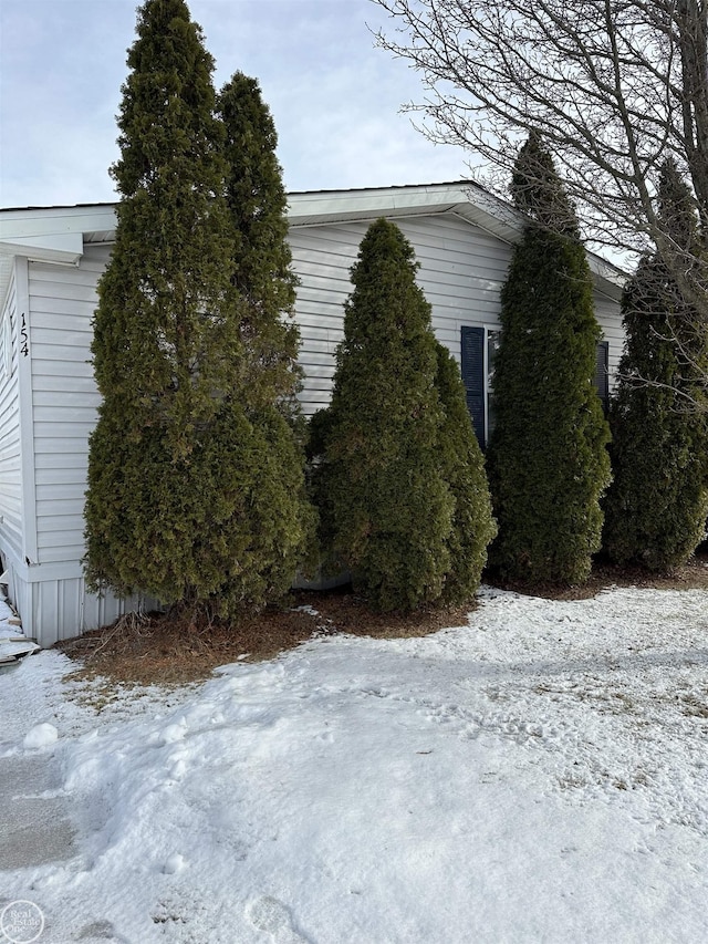 view of snow covered exterior