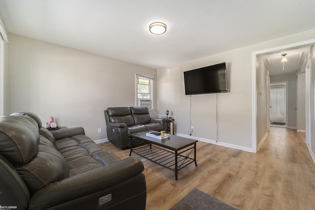 living room featuring light wood-type flooring