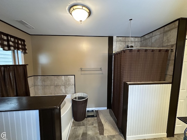 bathroom with plus walk in shower