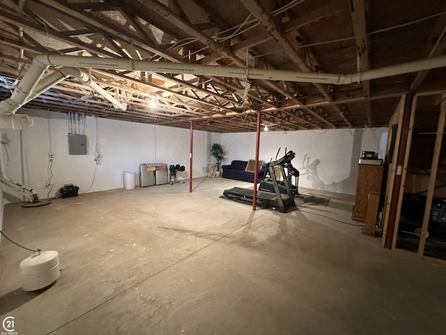 basement with electric panel