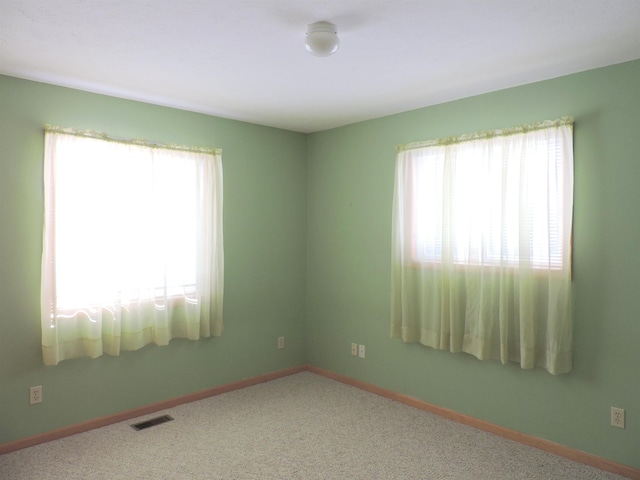 spare room featuring plenty of natural light and carpet floors