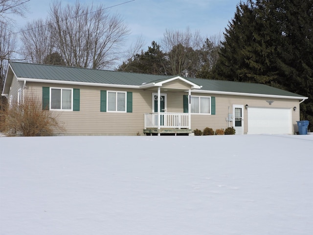 single story home with a garage