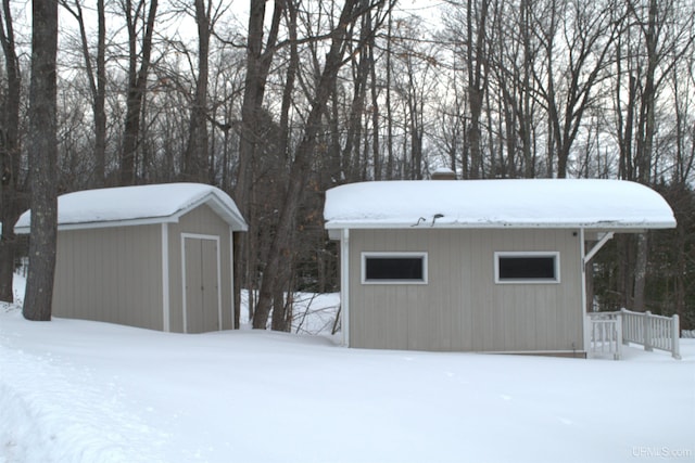 view of snow covered structure