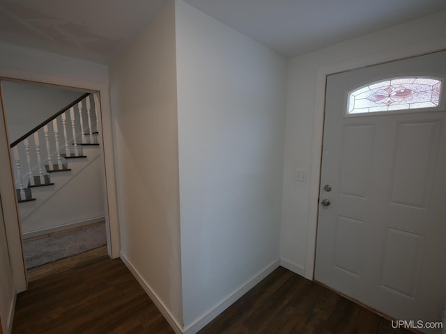 entryway featuring dark wood-type flooring