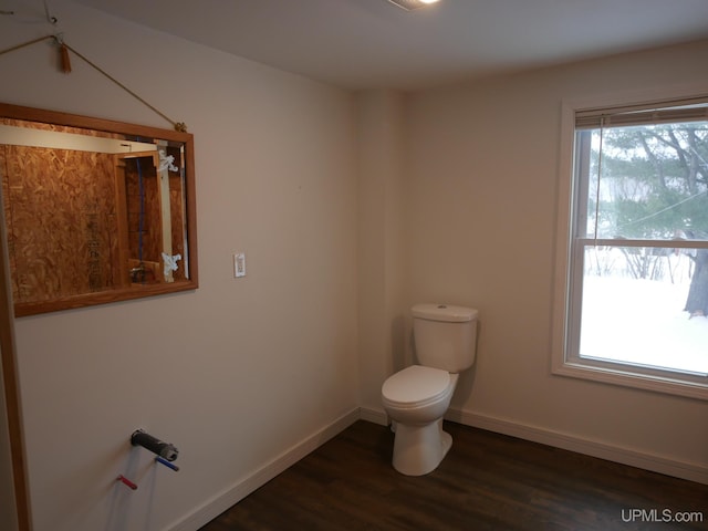 bathroom featuring hardwood / wood-style flooring and toilet