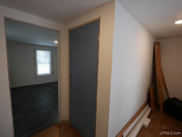 hall featuring dark hardwood / wood-style floors