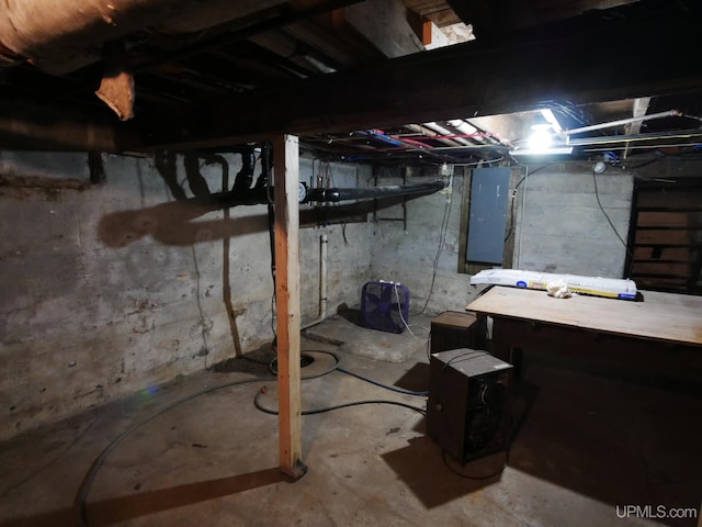 basement with electric panel