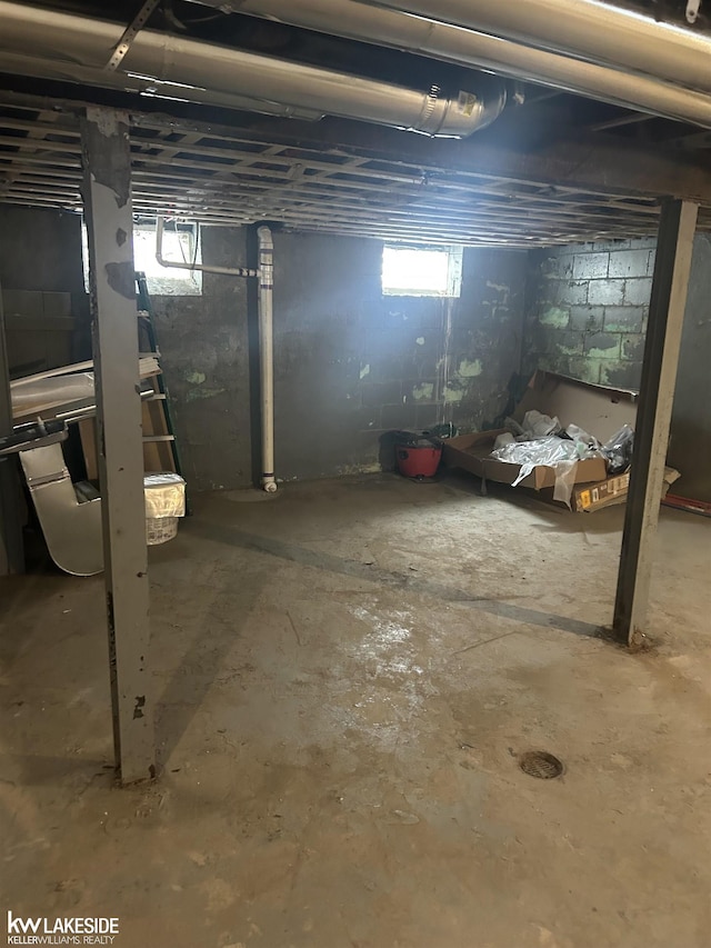 basement featuring plenty of natural light