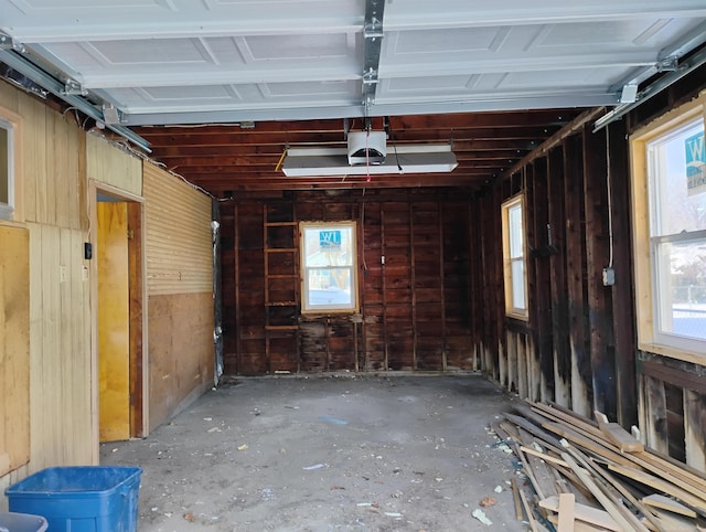 garage with a garage door opener