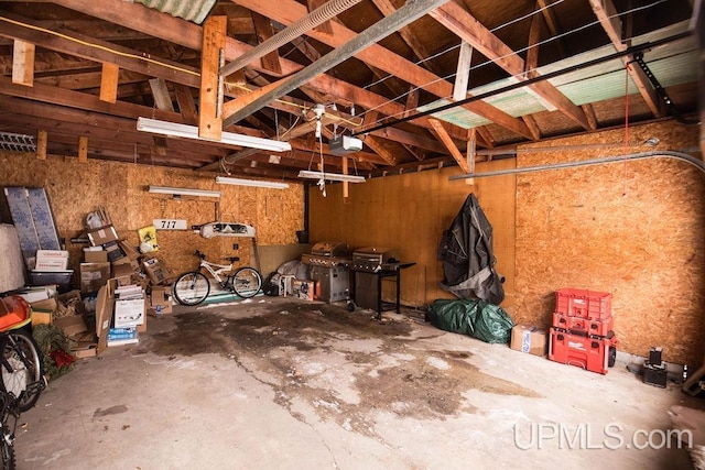 garage with a garage door opener