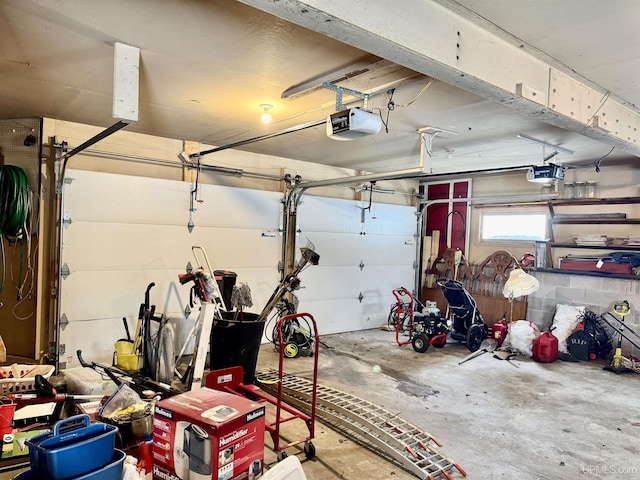 garage with a garage door opener