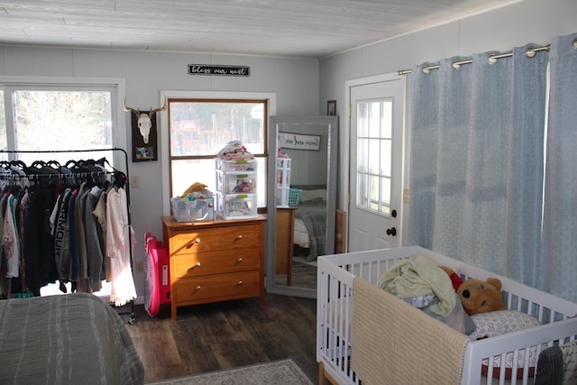 bedroom featuring dark hardwood / wood-style floors