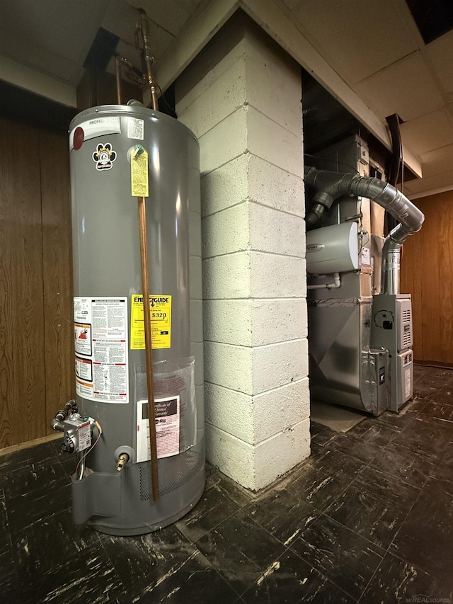 utilities featuring heating unit and water heater