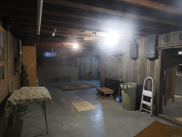 view of unfinished basement