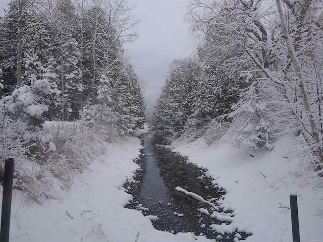 view of snow covered land