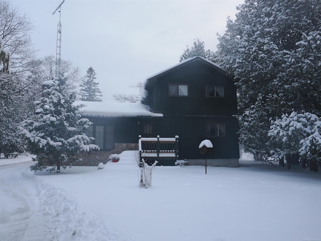 view of snow covered front of house