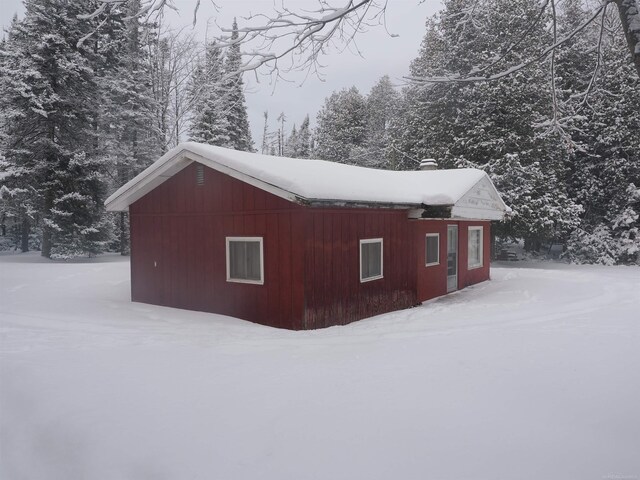 view of snow covered exterior