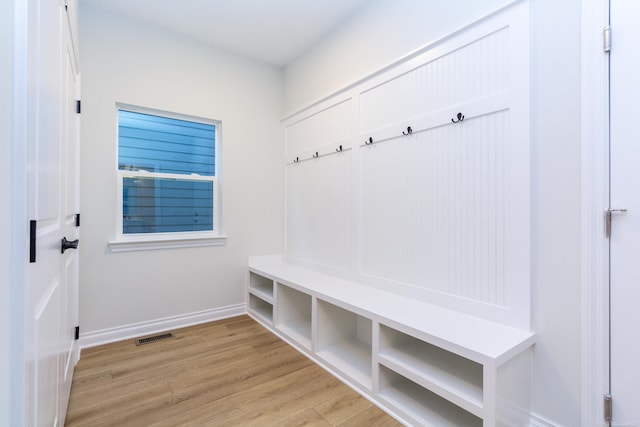 mudroom featuring light hardwood / wood-style flooring