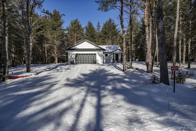 exterior space with a garage