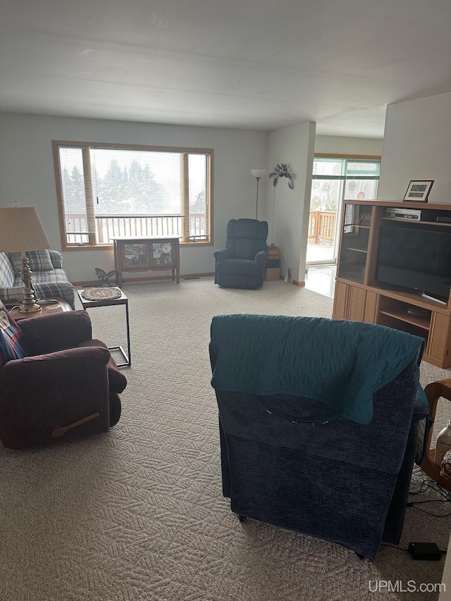 view of carpeted living area