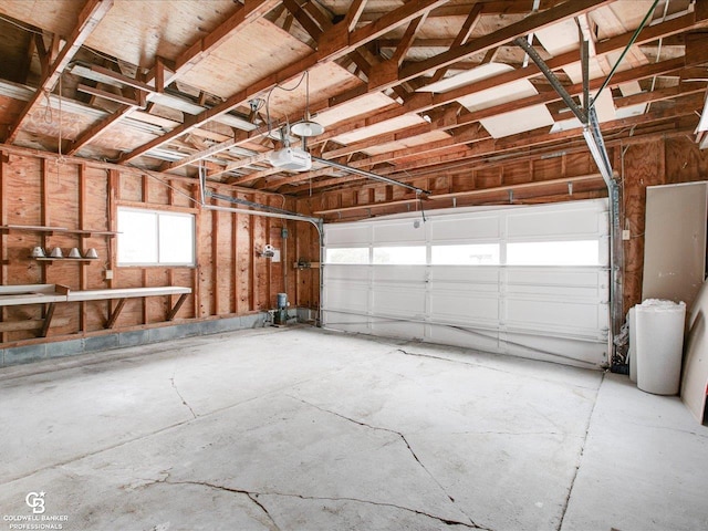 garage with a garage door opener