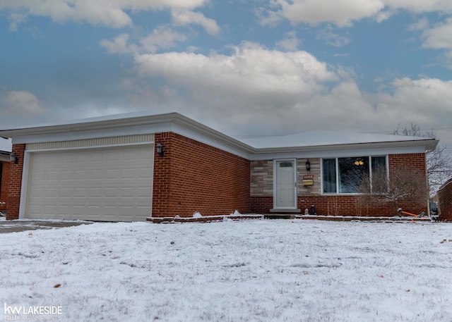 single story home with a garage