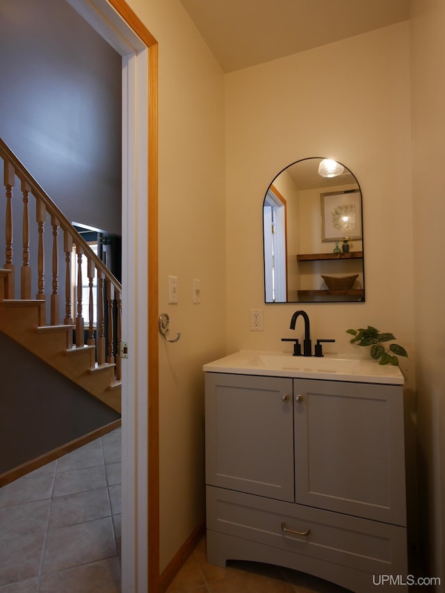 bathroom featuring vanity and tile patterned floors