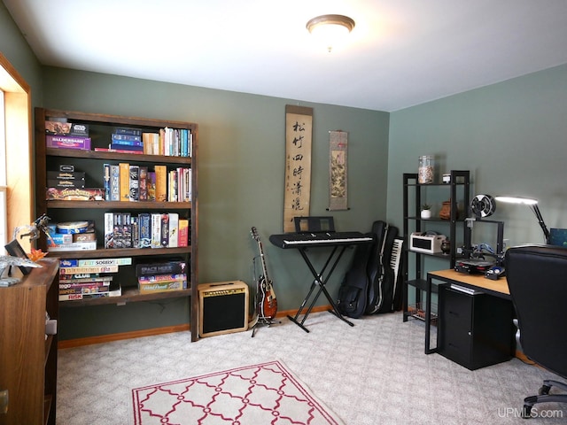 office with light colored carpet