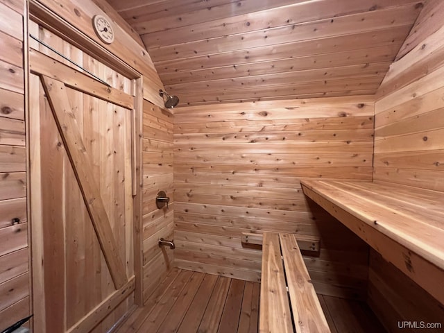 view of sauna / steam room featuring wood-type flooring