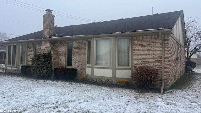 view of snow covered exterior