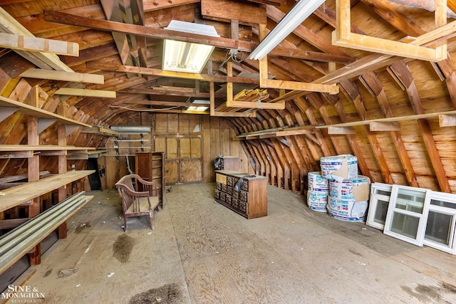 view of unfinished attic