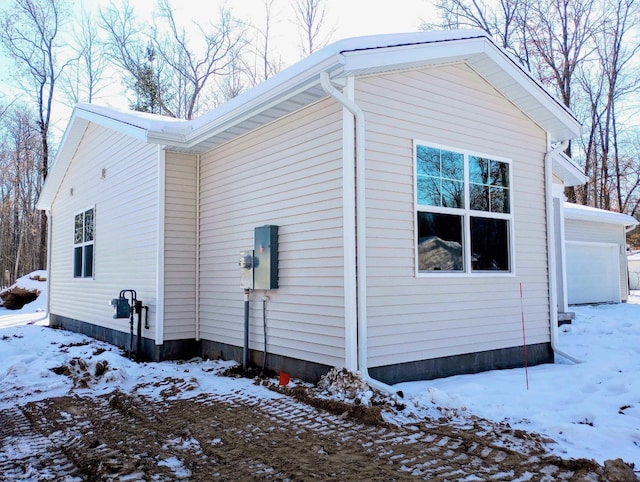 view of snow covered exterior