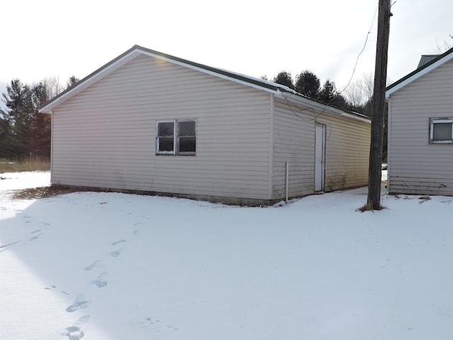 view of snow covered exterior