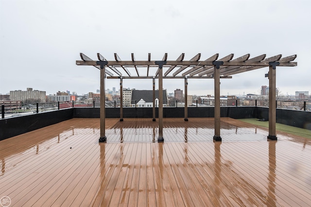 wooden terrace featuring a pergola