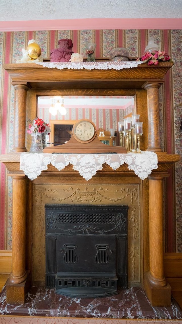 room details with a fireplace