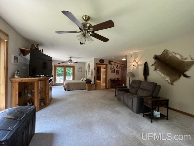 living room with light carpet