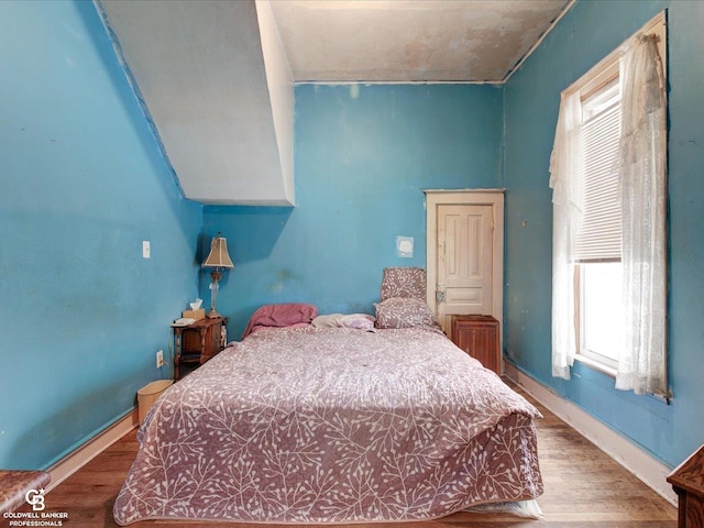 bedroom with wood-type flooring