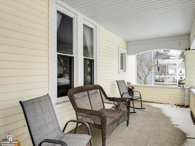 view of patio featuring a porch