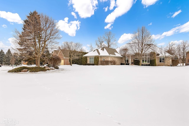 view of yard layered in snow