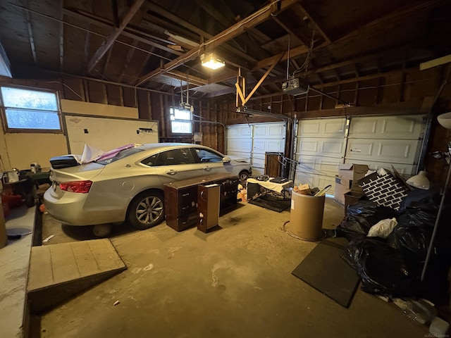 garage with a garage door opener