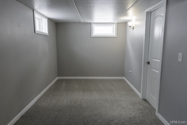 basement with carpet floors