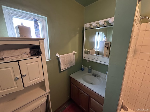 bathroom featuring vanity and shower / bathing tub combination