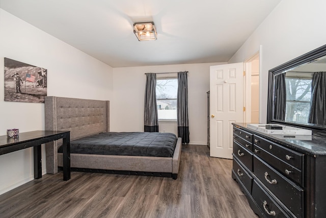 bedroom featuring dark wood-type flooring