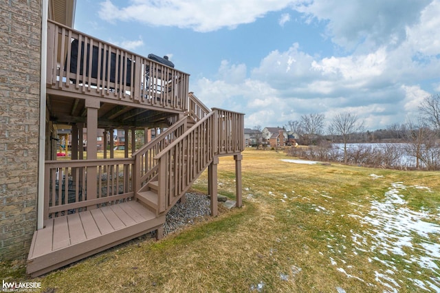 view of yard with a deck