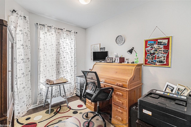 office space featuring hardwood / wood-style flooring and a healthy amount of sunlight