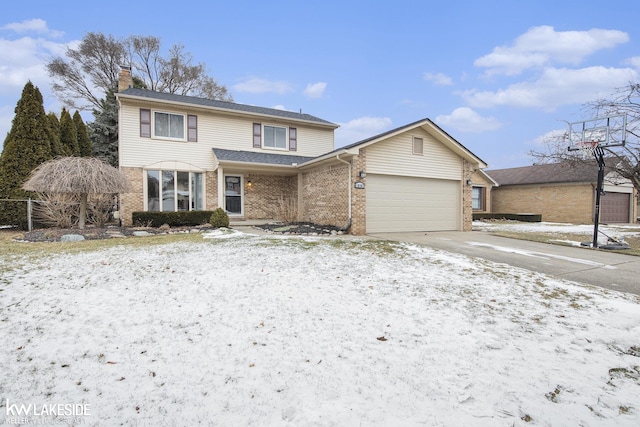 view of front property with a garage