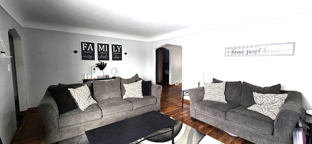 living room with hardwood / wood-style floors